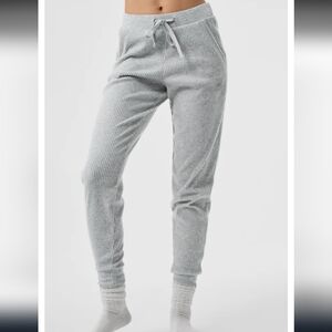 Alo Yoga High Waisted Ribbed Muse Jogger Sweatpants Athletic Gray Xs